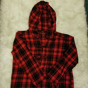Forever 21 Flannel Print Top with Hood